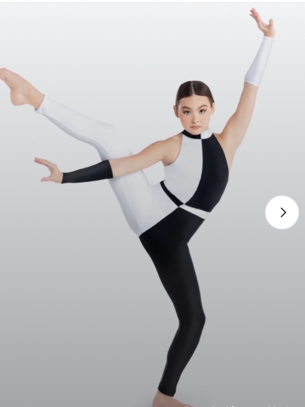 Revolution Dance Hypnotique Adult Small black and white color-block unitard
